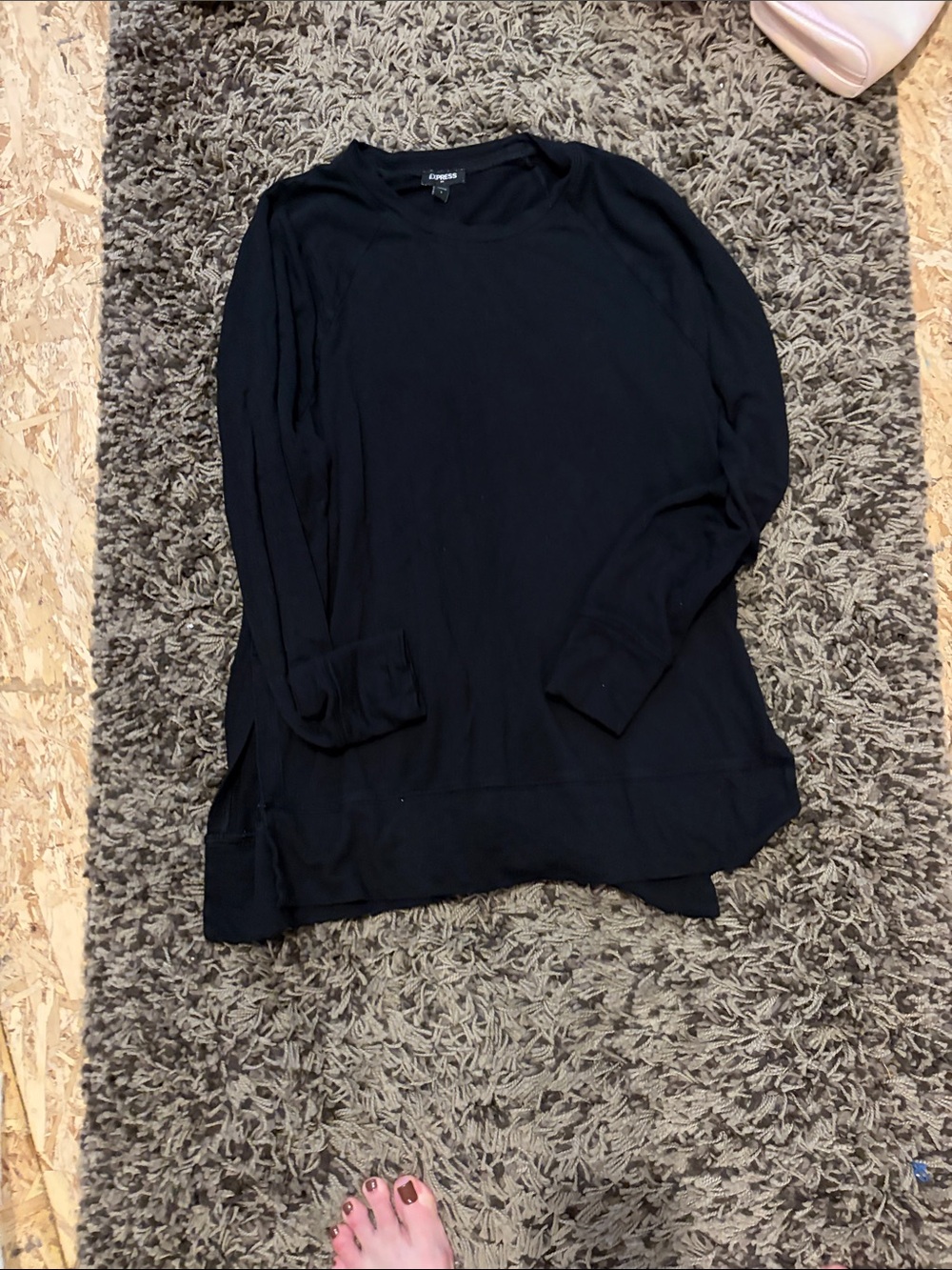 Express Black Women's Crewneck Long Sleeve Top